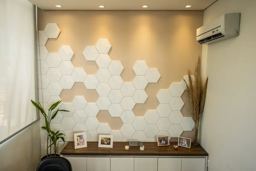 Revestimento hexagonal em relevo